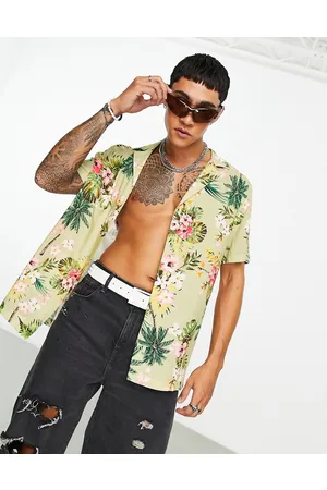 ASOS DESIGN dropped shoulder oversized camp collar shirt in Hawaiian floral  print