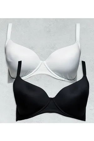 ASOS ASOS DESIGN Curve 2 pack microfibre moulded t-shirt bra in black & white