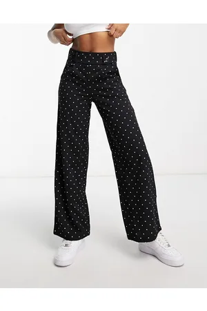 JDY Button detail wide leg dad pants in polka dot - part of a set