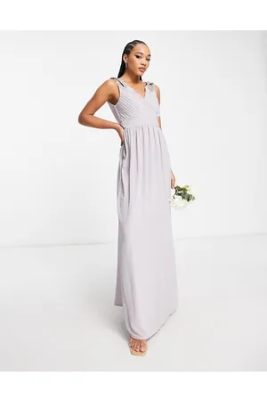 TFNC Plus Bridesmaid wrap front chiffon maxi dress with
