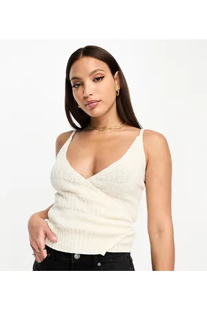 ASOS DESIGN knitted wrap bralette in black