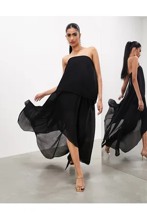 ASOS Edition Statement Jacquard Full Mini Bandeau Dress in Black