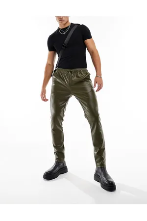 Green leather hot sale pants mens