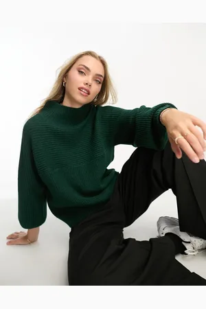 Monki High neck sweater in forest