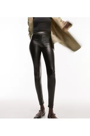 TOPSHOP Sara Faux Leather Skinny Pants in Natural