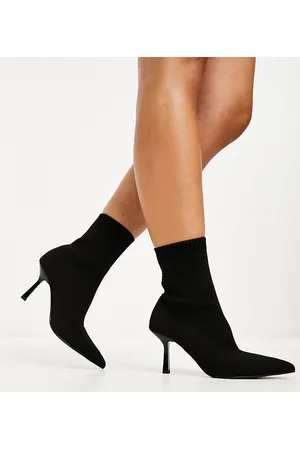 ASOS Wide Fit Rosetta kitten heel sock boots in