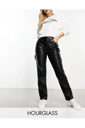 ASOS DESIGN Hourglass faux leather cigarette pant with zips in black