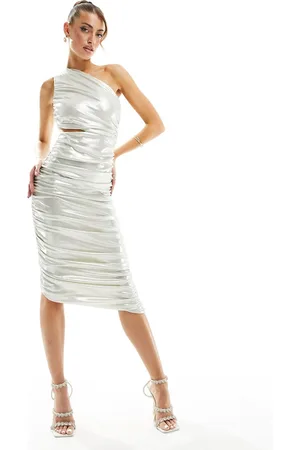 White Sequin Corset Cut Out Midi Dress – Rare London