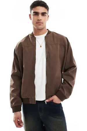 ASOS Oversized bomber jacket in washed brown