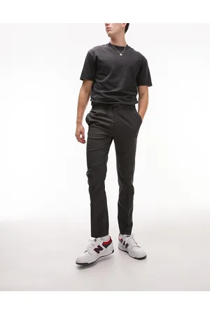 Topman Skinny smart pants with elasticated waistband in charcoal
