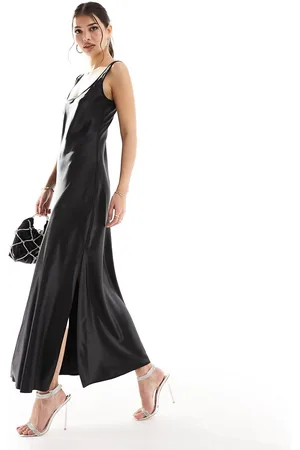 Adella Maxi Slip Black Lace Dress