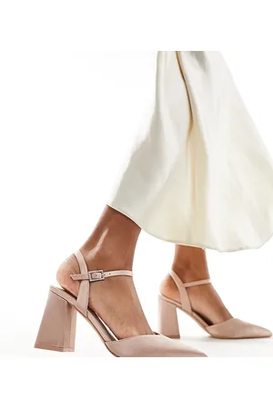 Be Mine Bridal Frankie embellished heeled shoes in blush satin