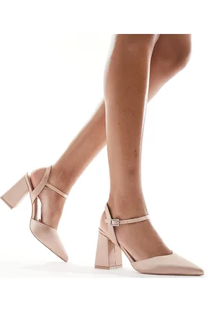 Be Mine Bridal Frankie embellished heeled shoes in blush satin