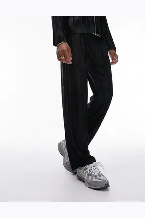 Topman Jacquard plisse straight leg sweatpants in