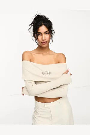 Sixth June Bardot crop top in gray