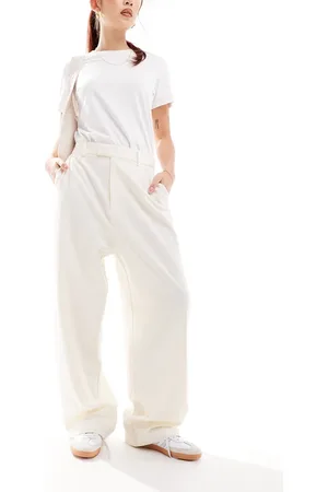 Stradivarius STR low slung tailored pants in ecru