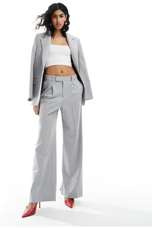 MANGO Straight leg pinstripe pants in