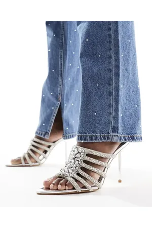 AZALEA WANG Prancer caged embellished high heeled mules in