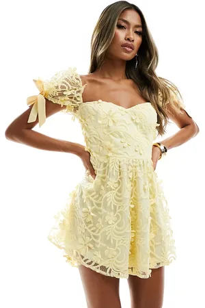 Love Triangle Lace romper with tie back in