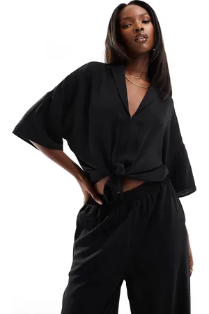 Ax Paris Textured tie front shirt in - part of a set