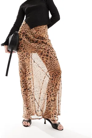 ASOS Sheer maxi skirt in leopard print