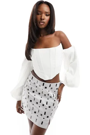 True Violet Corset top in ivory
