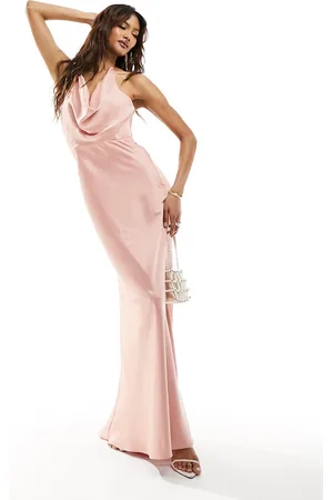 Jarlo Satin maxi dress with tie back detail in blush