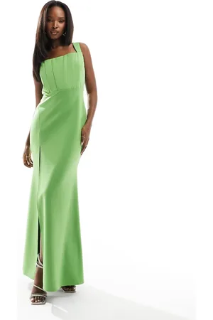 True Violet Corset maxi dress with thigh split in green