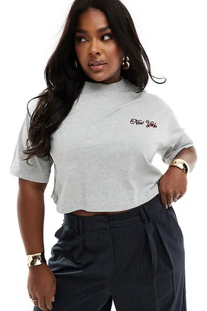 4th & Reckless Exclusive cropped embroidered New York t-shirt in