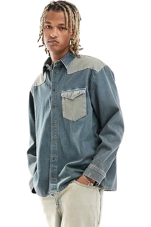 Reclaimed Two tone western denim shirt
