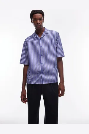 Topman Short sleeve boxy striped shirt in