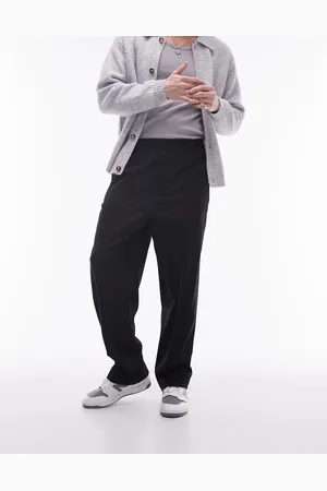 Topman Elastic waist wide leg pants in