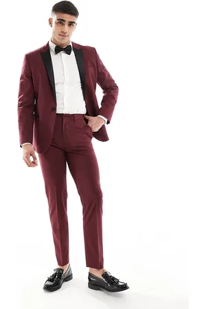 ASOS Slim tuxedo suit pants in burgundy