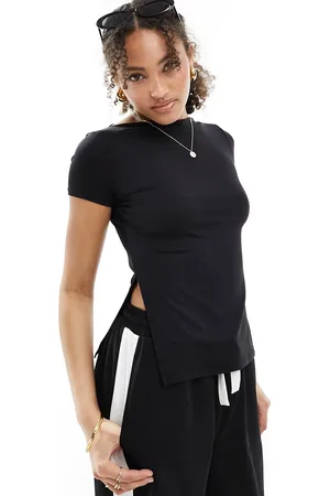 ONLY Cap sleeve longline tee with side split in