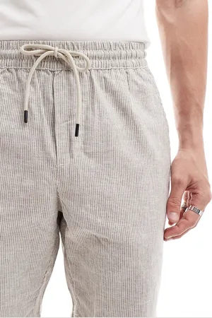 Only & Sons Pull on linen mix shorts in beige stripe - part of a set