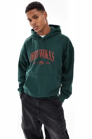 Only & Sons Oversized hoodie with Ohio print in dark