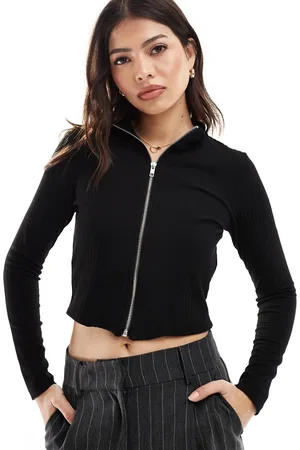 ONLY Ribbed zip through top in