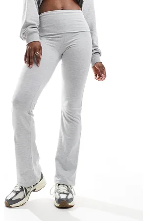 Pull&Bear Fold over flared jersey pants in light