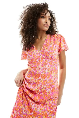 French Connection Cass flutter sleeve midi dress in floral