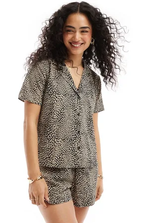 JDY Textured shirt in black & beige print - part of a set