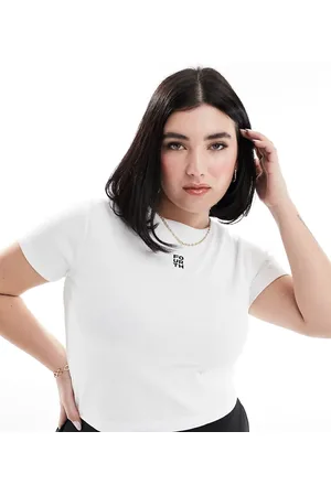 4th & Reckless Exclusive cropped embroidered logo detail T-shirt in