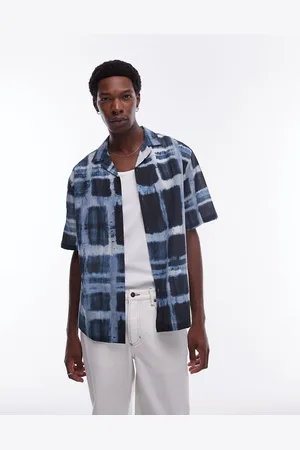 Topman Short sleeve relaxed sheer plaid shirt in