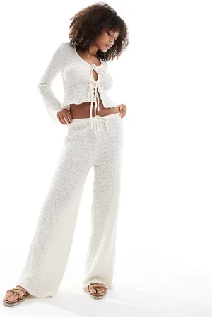 Pull&Bear Waffle texture pants in ecru - part of a set