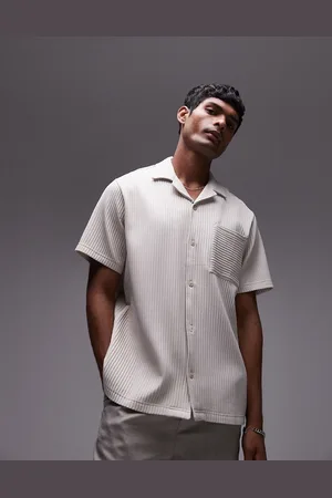 Topman Short sleeve plisse shirt in light