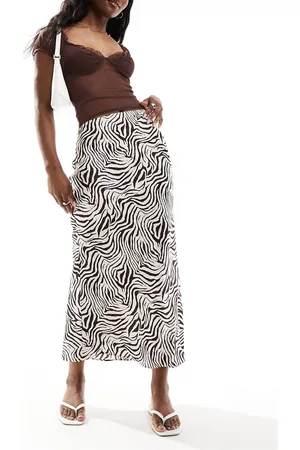 ASOS Satin bias midi skirt in zebra print