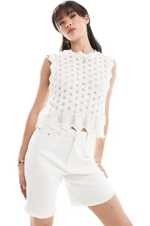 ONLY Pointelle knit tank top in cream
