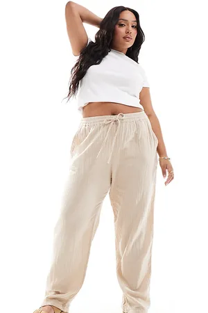 ONLY Cheesecloth wide leg pants in beige