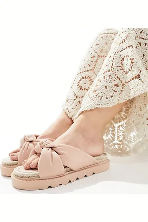 ASOS Wide Fit Jemima cross strap espadrilles in light
