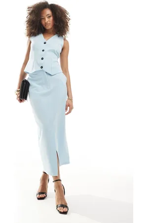 Closet Pencil midi skirt in sky - part of a set
