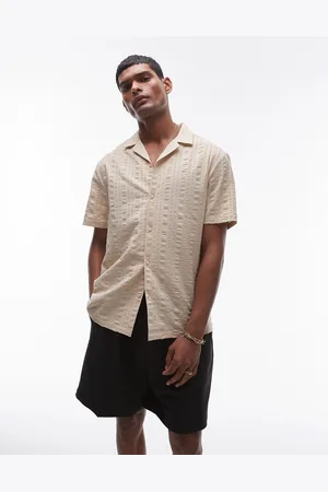 Topman Short sleeve seersucker striped shirt in